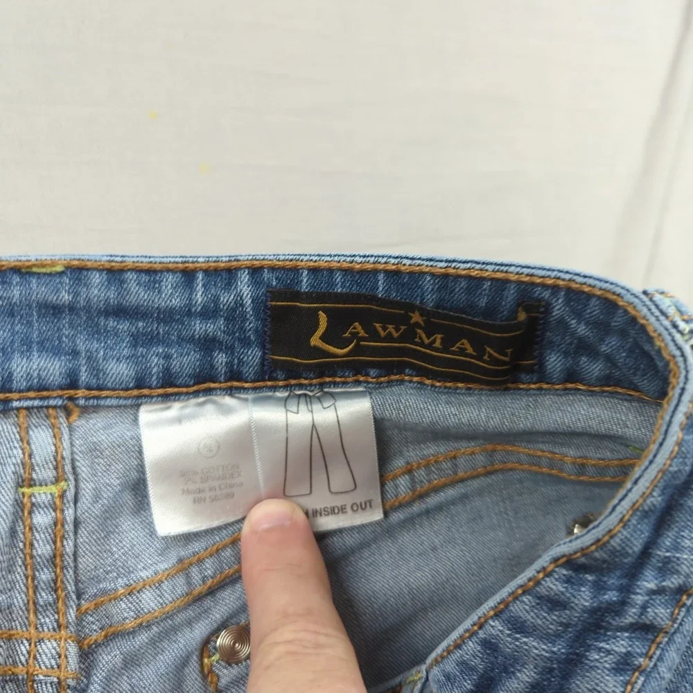 Vintage Lawman Jeans Womens 5 6 Blue Boot Cut Embelished Pockets Western Rodeo‎